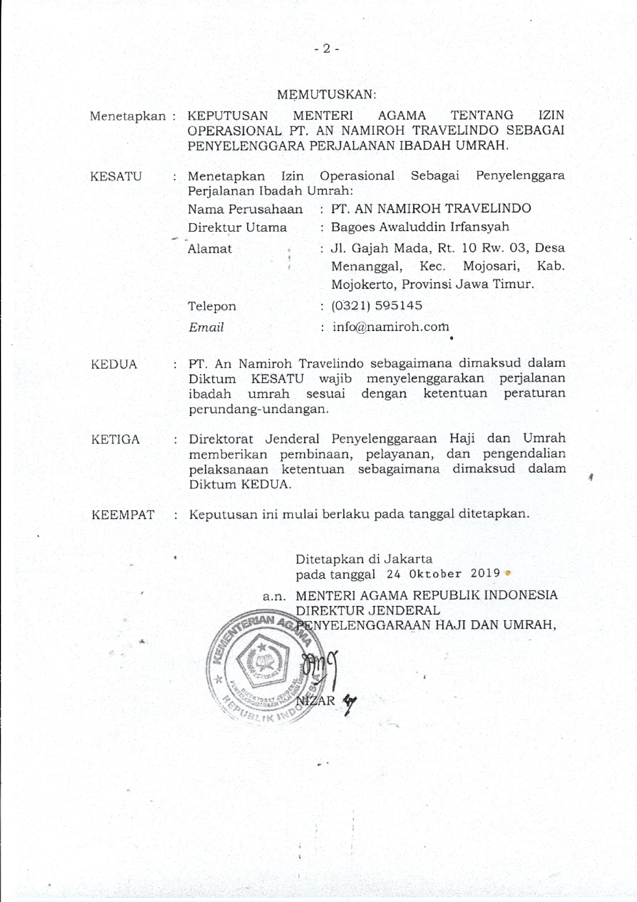 SK Kemenag Halaman 2