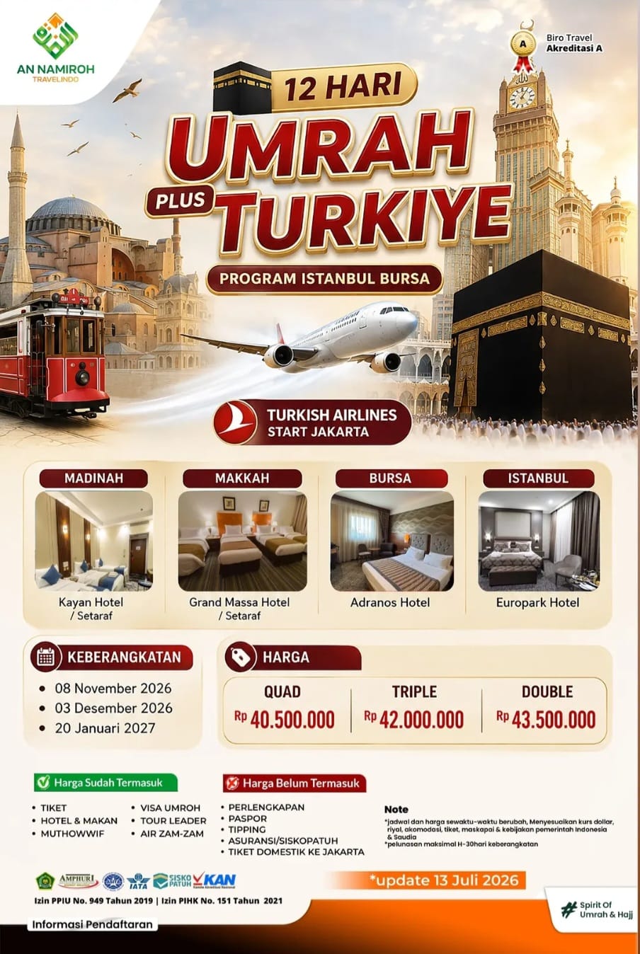 12 Hari Umrah Plus Turkiye